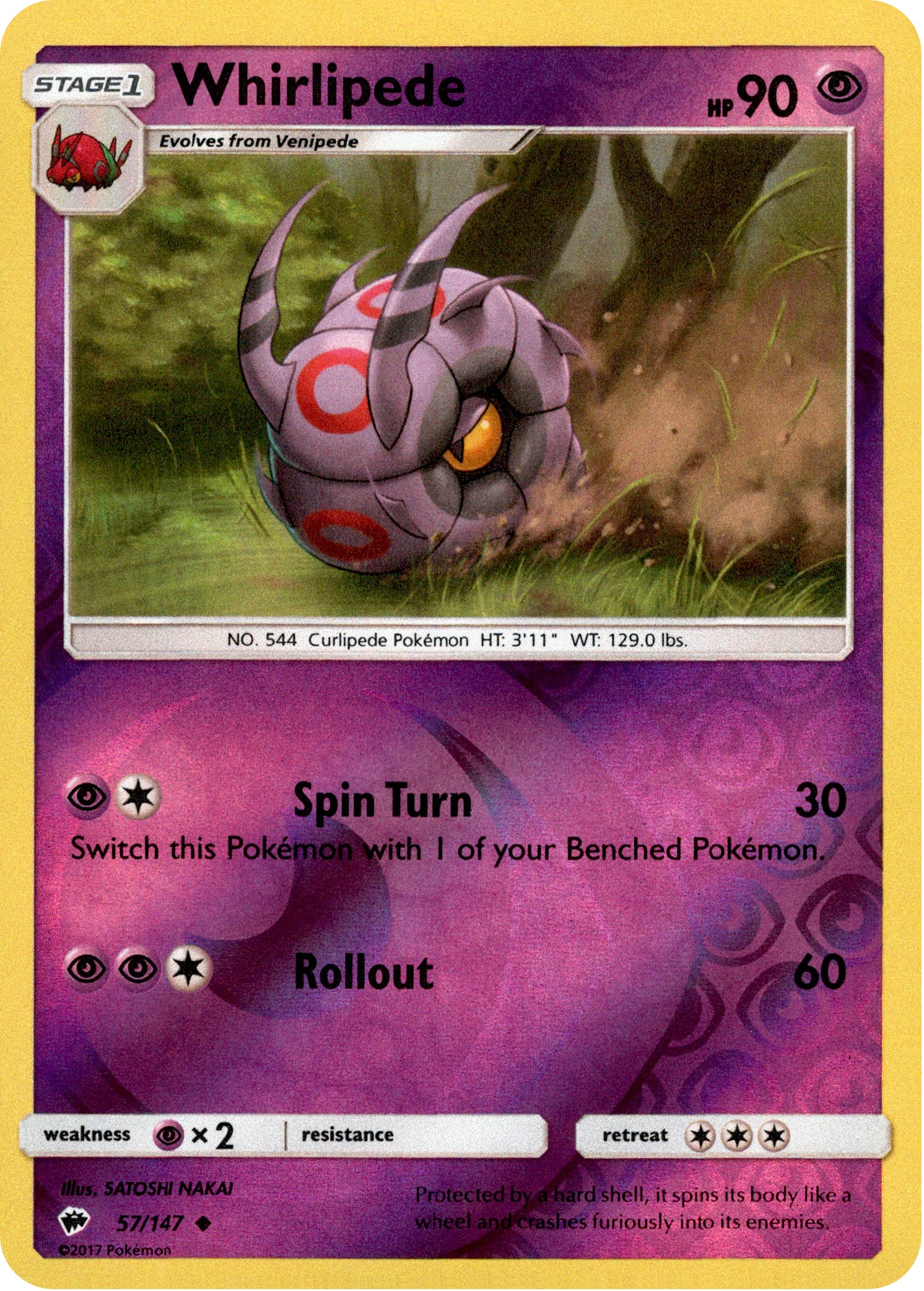 Whirlipede - 57/147 - Burning Shadows - Reverse Holo - Card Cavern