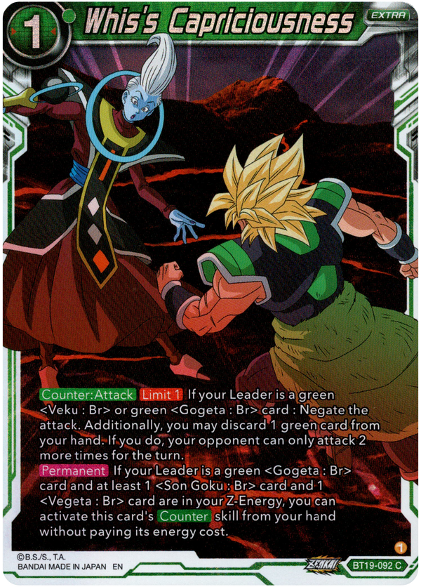 Whis's Capriciousness - BT19-092 - Fighter's Ambition - Foil - Card Cavern