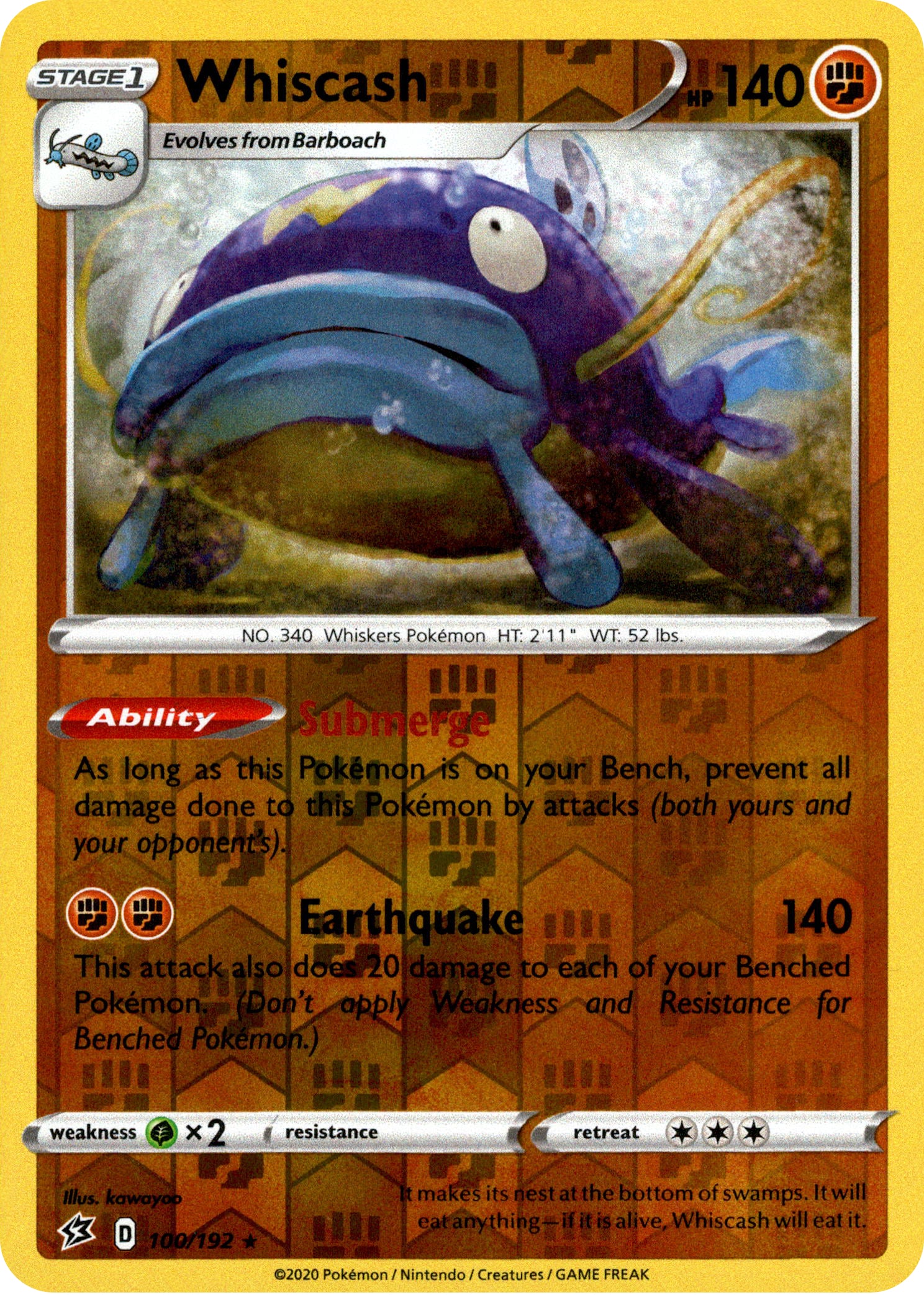 Whiscash - 100/192 - Rebel Clash - Reverse Holo - Card Cavern