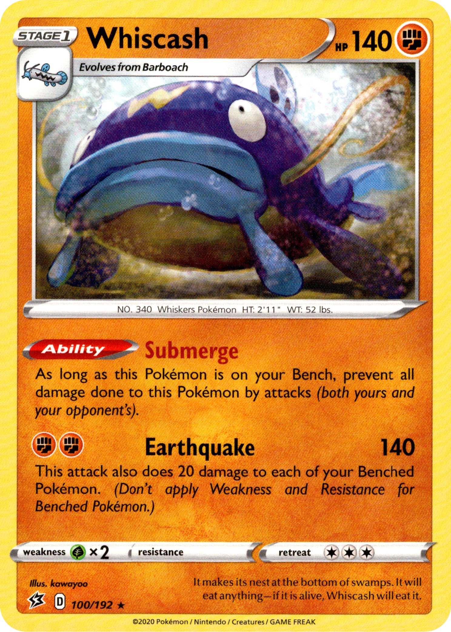 Whiscash - 100/192 - Rebel Clash - Card Cavern
