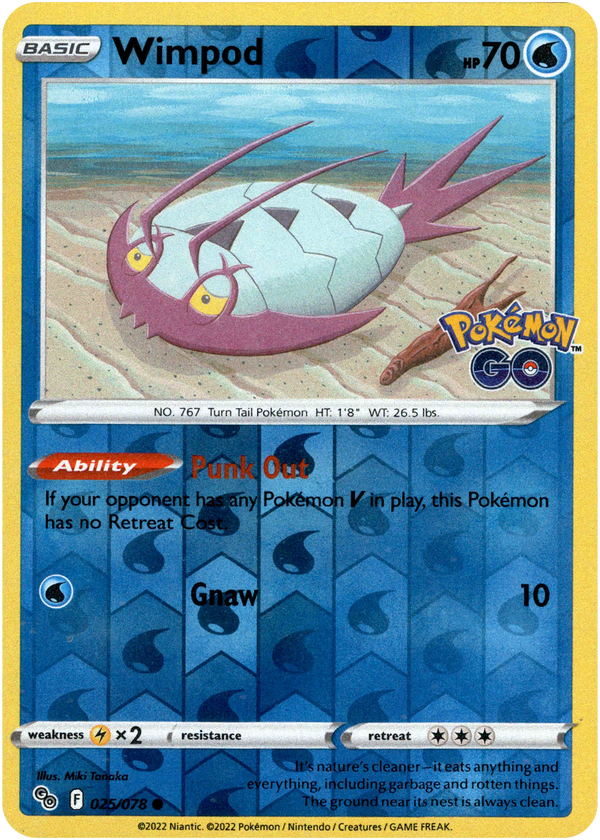 Wimpod - 025/078 - Pokemon Go - Reverse Holo - Card Cavern