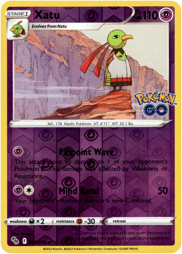 Xatu - 033/078 - Pokemon Go - Reverse Holo - Card Cavern