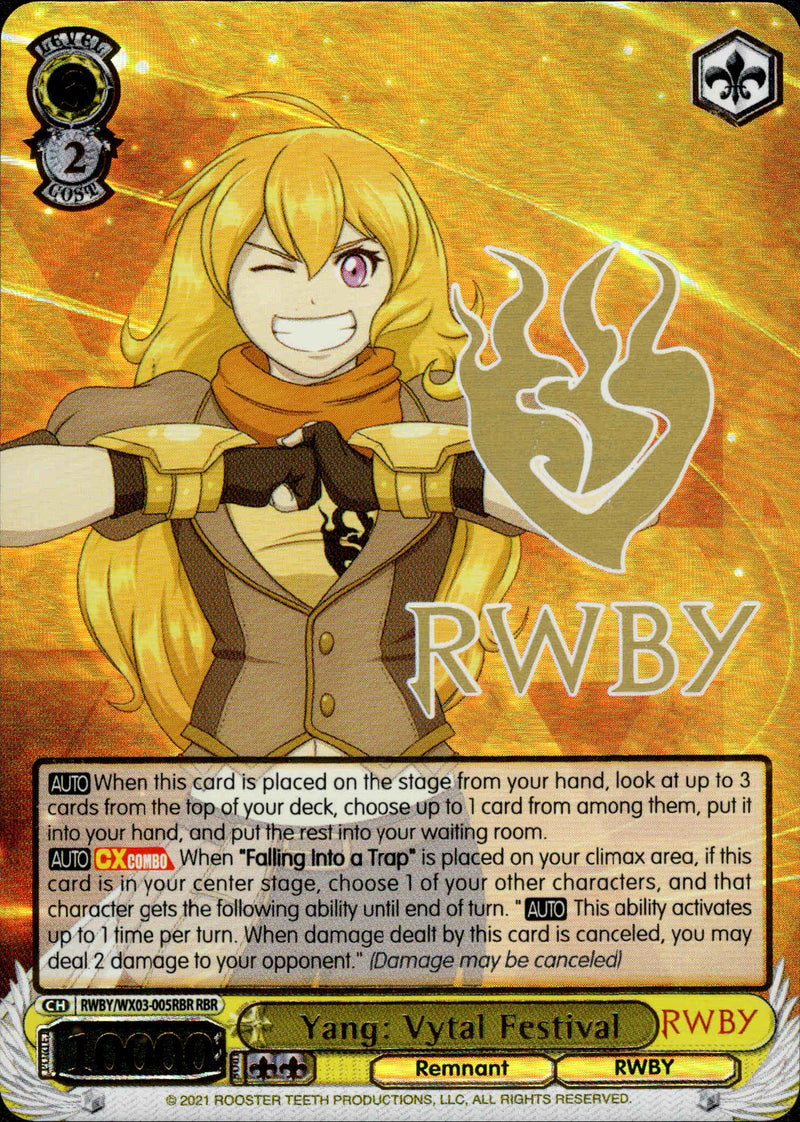 Yang: Vytal Festival - RWBY/WX03-005RBR - RWBY – Card Cavern Trading ...