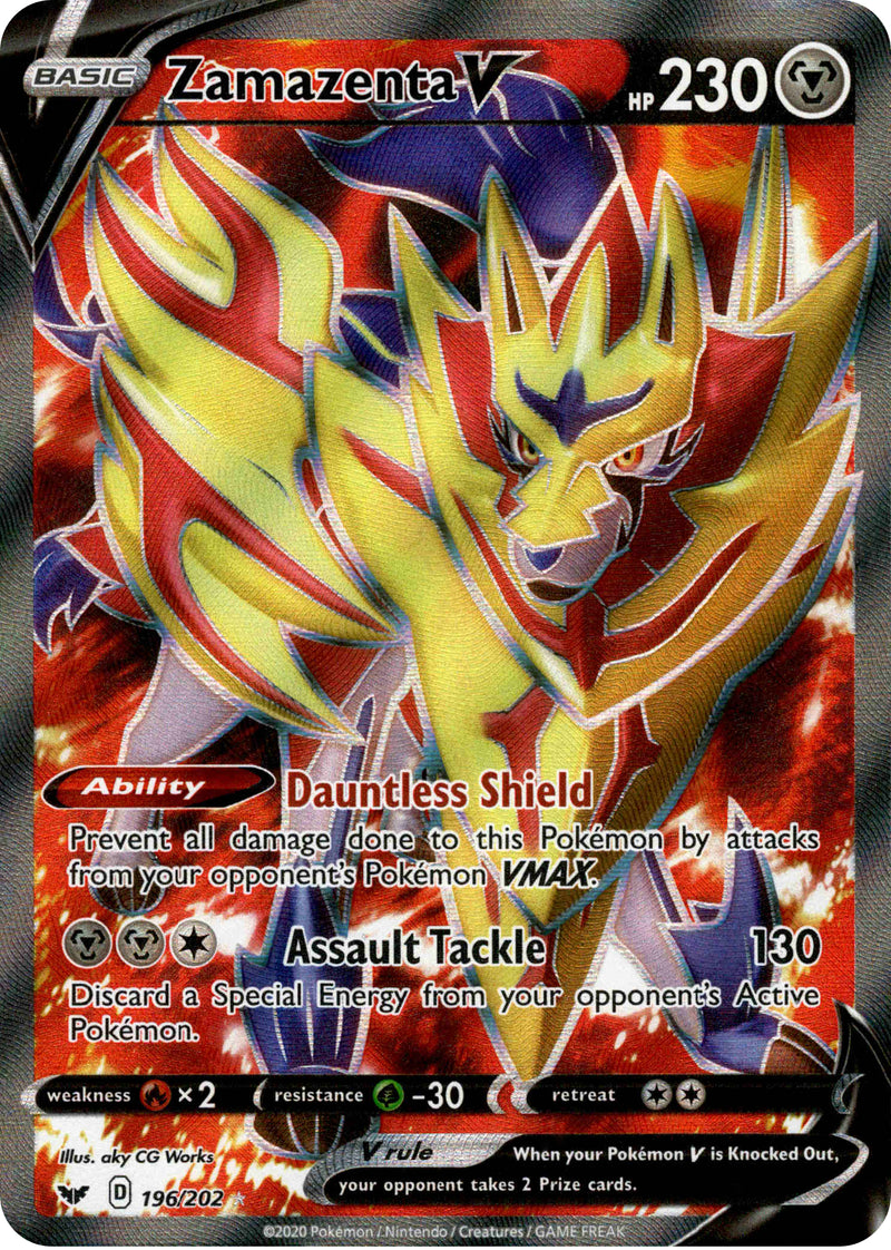 Zamazenta V Full Art - 196/202 - Sword & Shield - Holo Card Cavern Trading Cards, LLC Zamazenta V Full Art - 196/202 - Sword & Shield - Holo Card Cavern Trading Cards, LLC