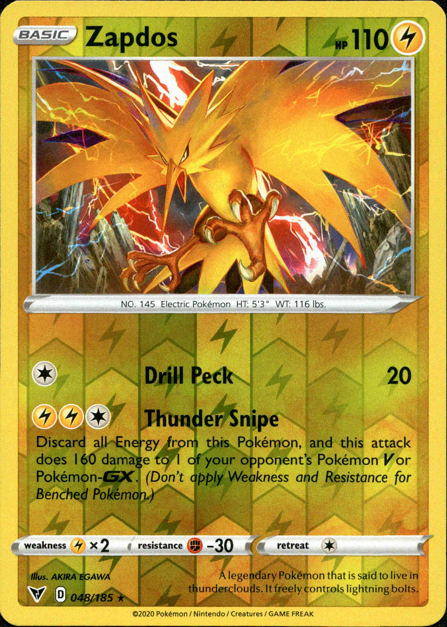 Zapdos - 048/185 - Vivid Voltage - Reverse Holo - Card Cavern