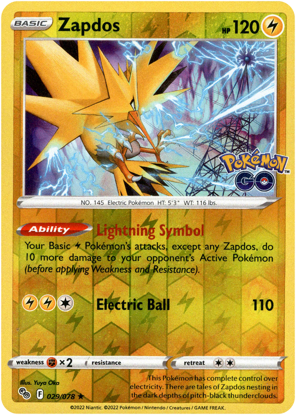 Zapdos - 029/078 - Pokemon Go - Reverse Holo - Card Cavern
