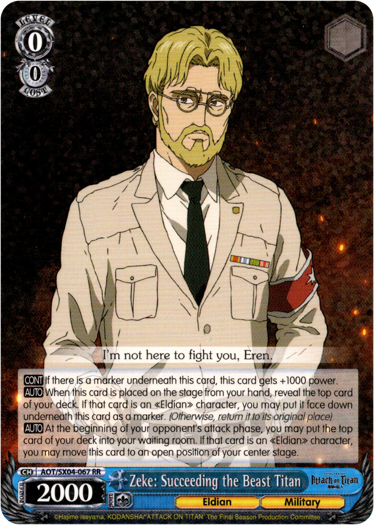 Zeke: Succeeding the Beast Titan - AOT/SX04-067 RR - Card Cavern