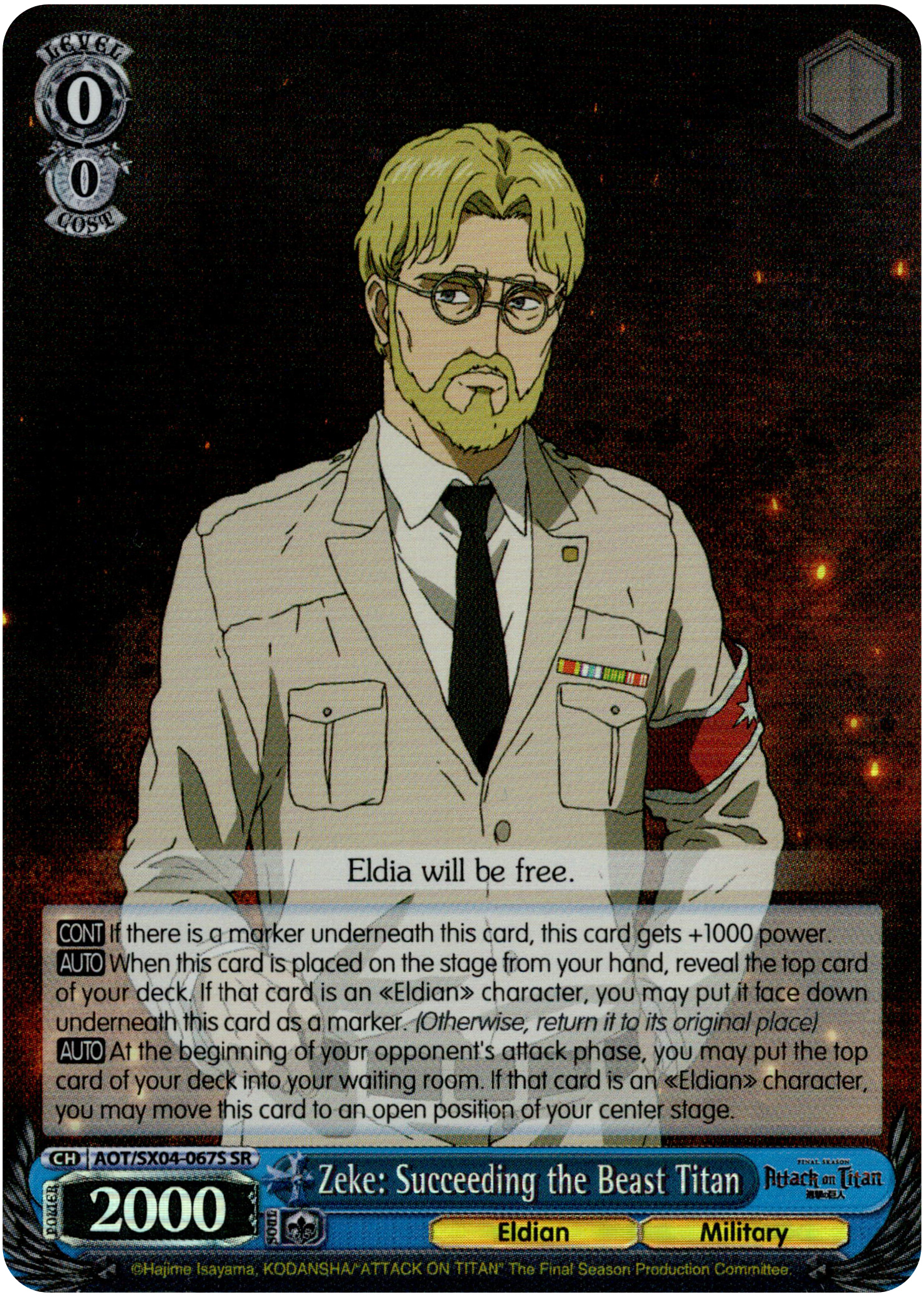 Zeke: Succeeding the Beast Titan - AOT/SX04-067S SR - Card Cavern