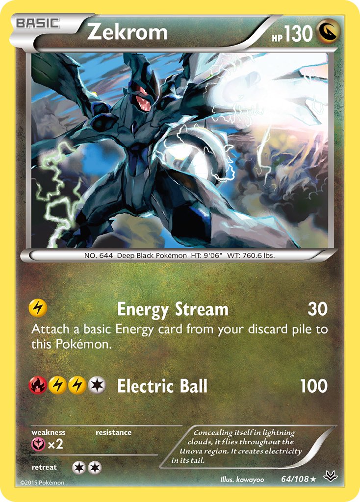 Zekrom - 64/108 - Roaring Skies - Holo - Card Cavern