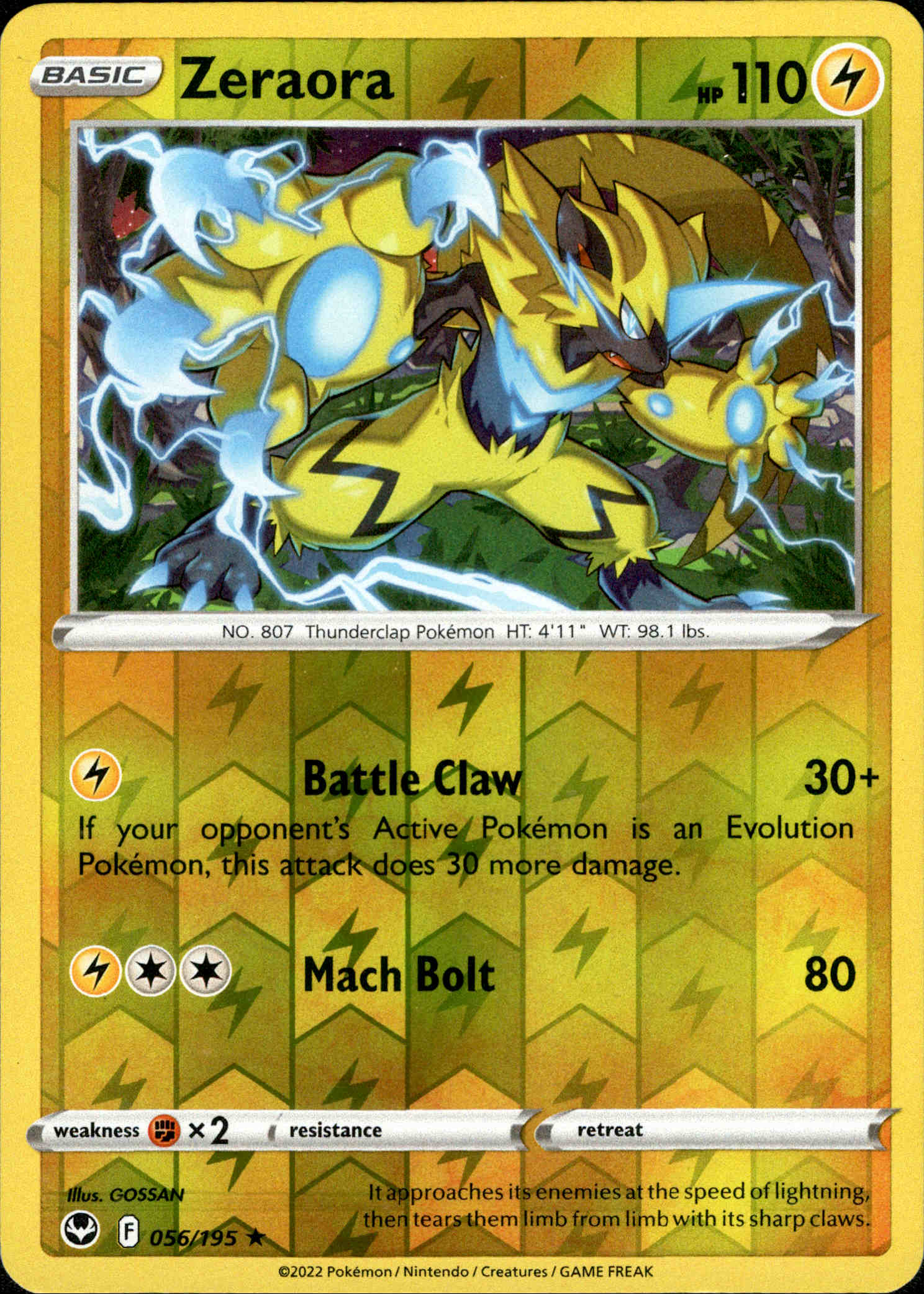 Zeraora - 056/195 - Silver Tempest - Reverse Holo - Card Cavern