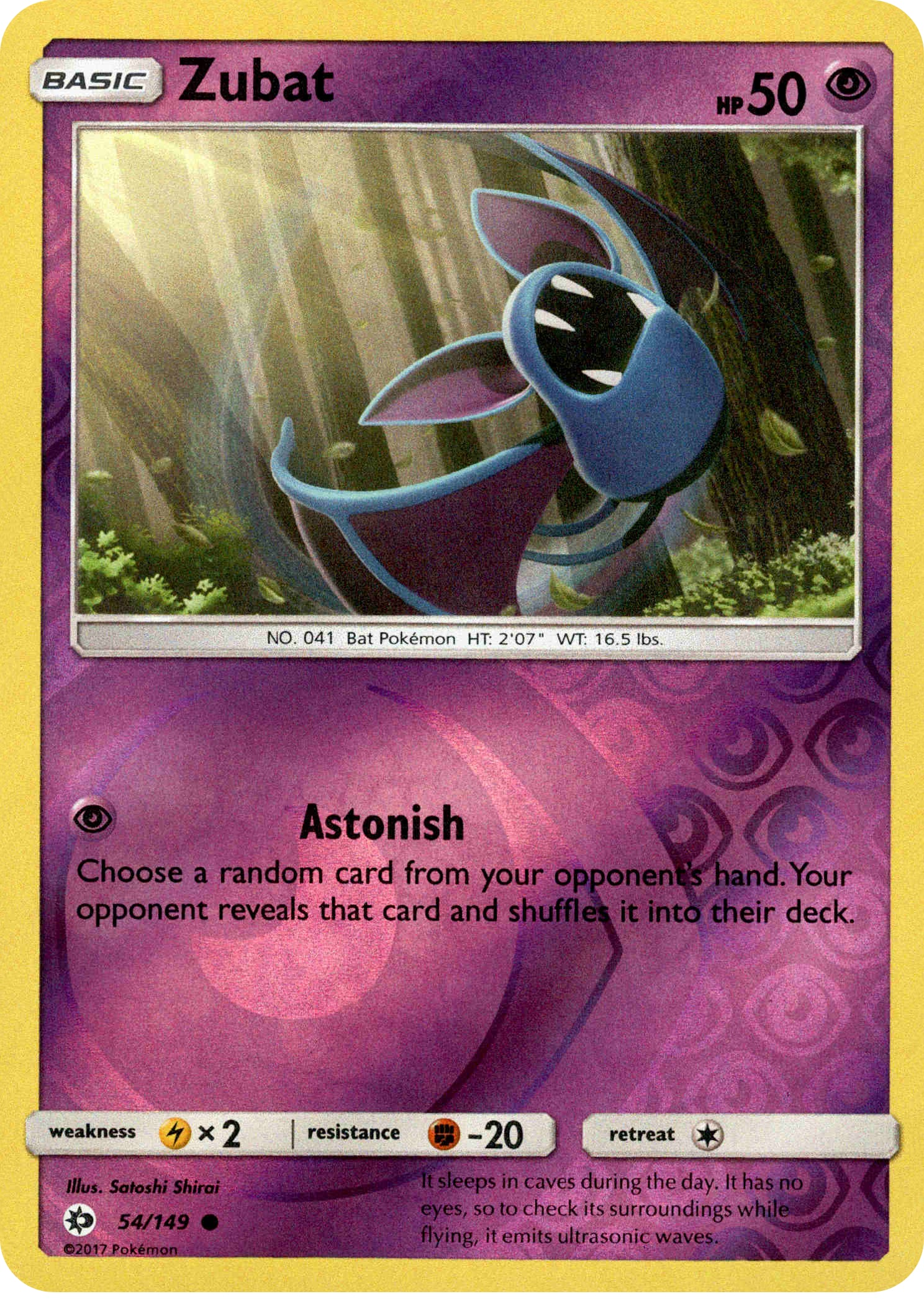 Zubat - 54/149 - Sun & Moon - Reverse Holo - Card Cavern