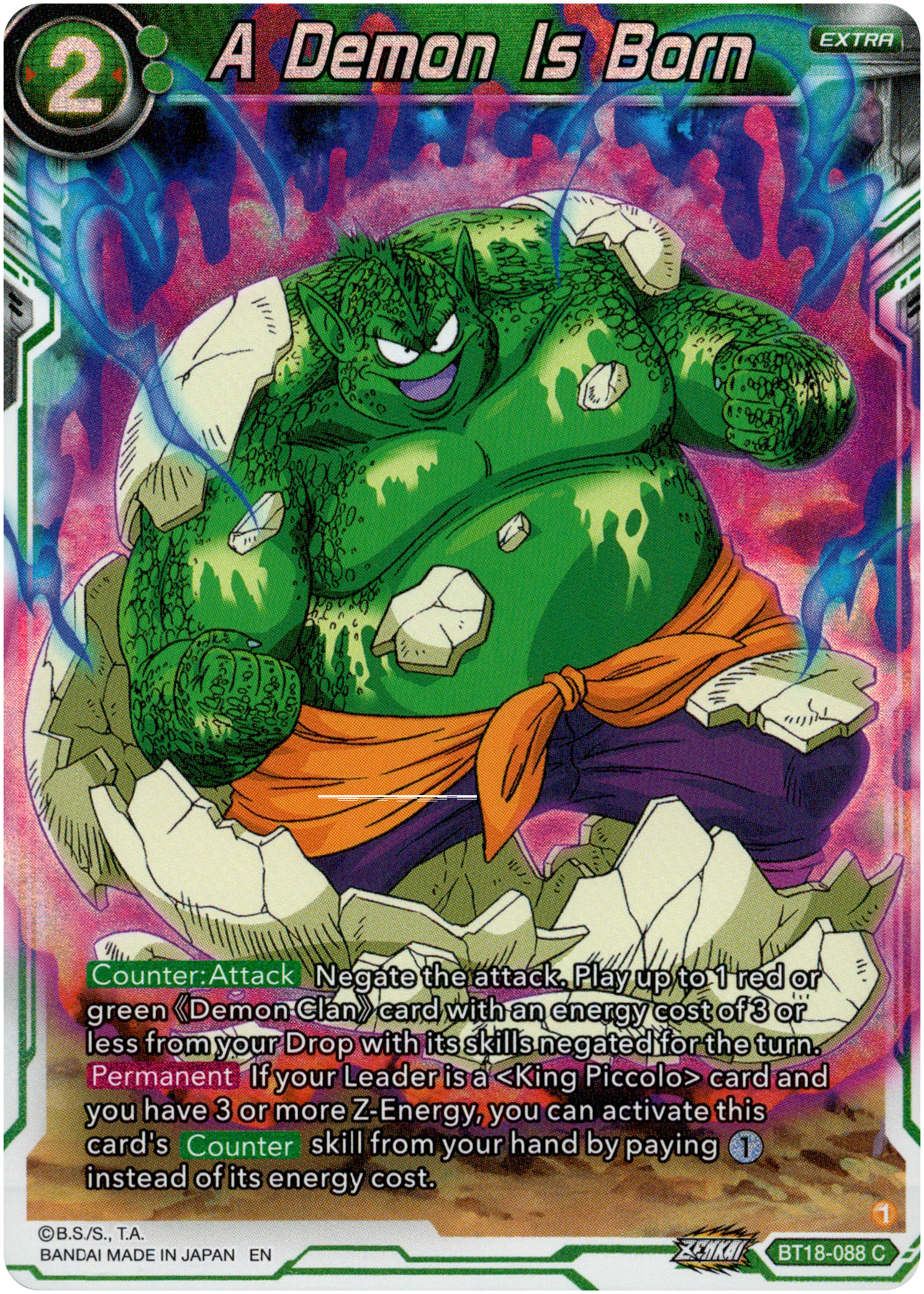 A Demon Is Born - BT18-088 - Dawn of the Z-Legends - Parallel Foil - Card Cavern