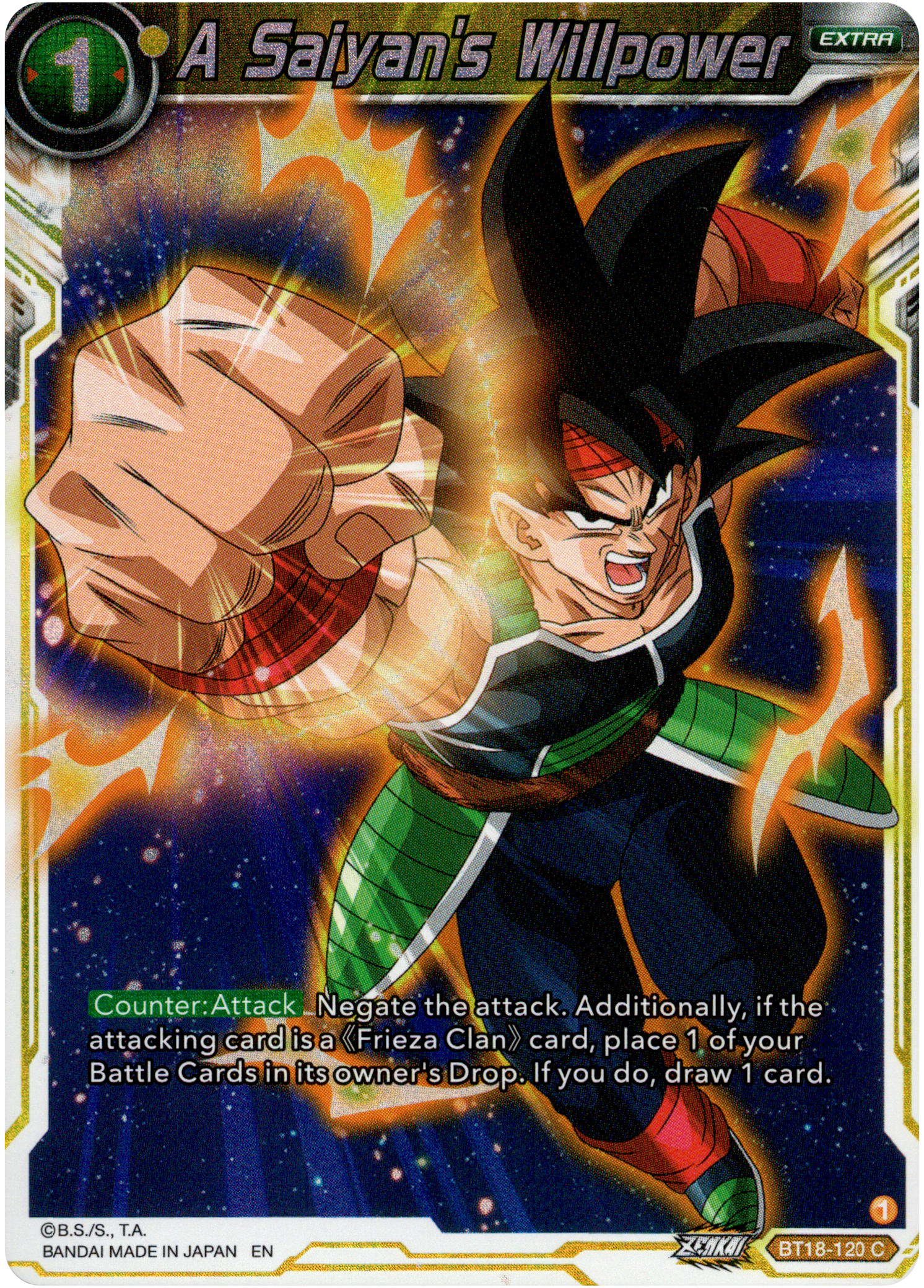 A Saiyan's Willpower - BT18-120 - Dawn of the Z-Legends - Parallel Foil - Card Cavern