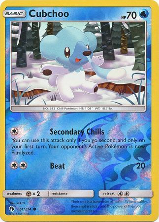 Cubchoo - 61/214 - Lost Thunder - Reverse Holo - Card Cavern