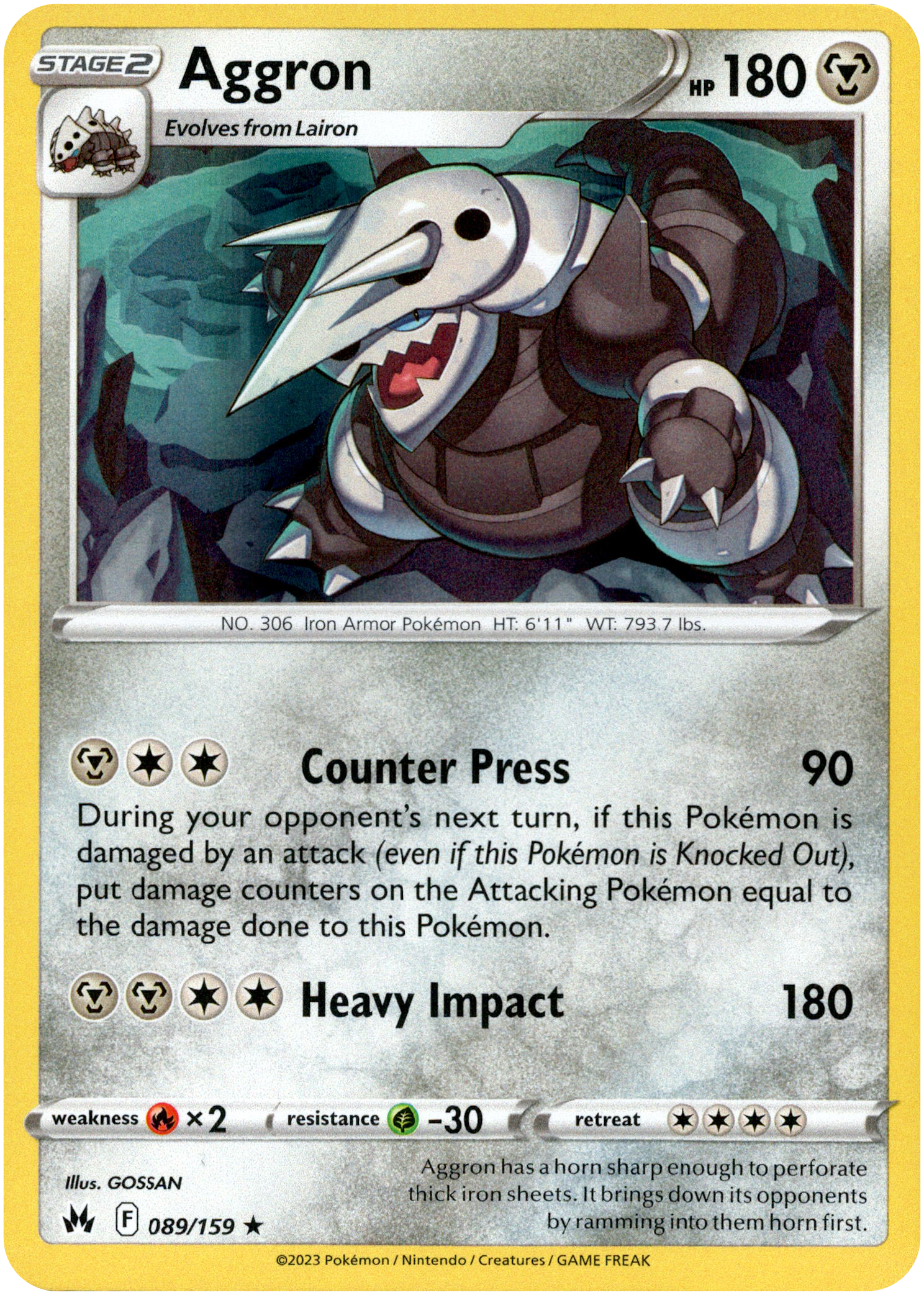 Aggron - 089/159 - Crown Zenith - Holo - Card Cavern
