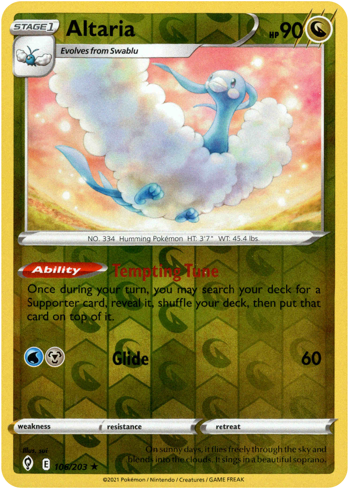 Altaria - 106/203 - Evolving Skies - Reverse Holo - Card Cavern