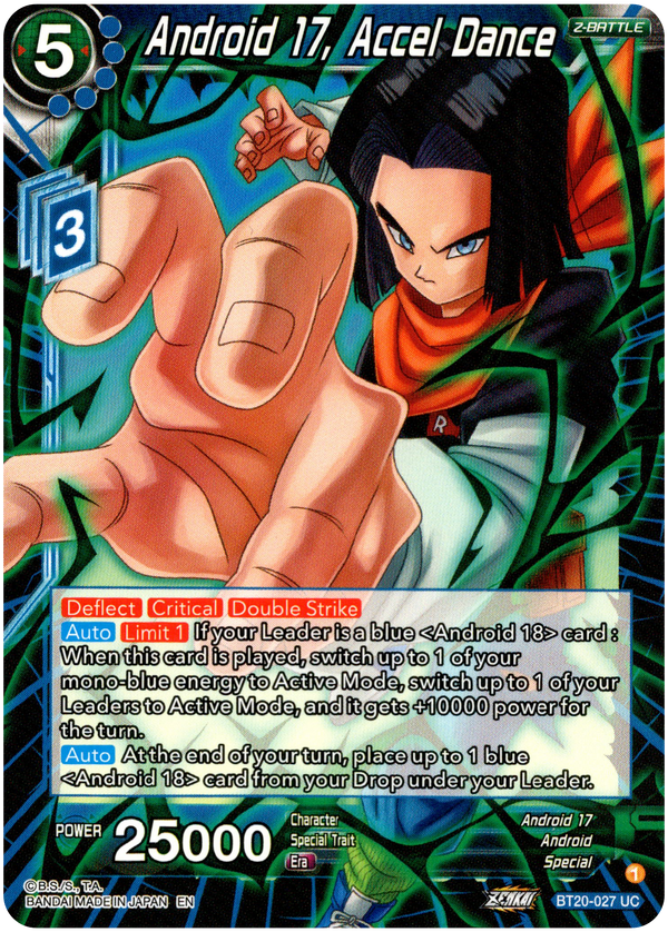 Android 17, Accel Dance - BT20-027 UC - Power Absorbed - Card Cavern