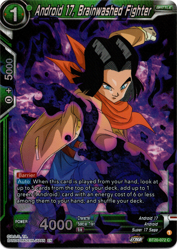 Android 17, Brainwashed Fighter - BT20-072 C - Power Absorbed - Foil - Card Cavern