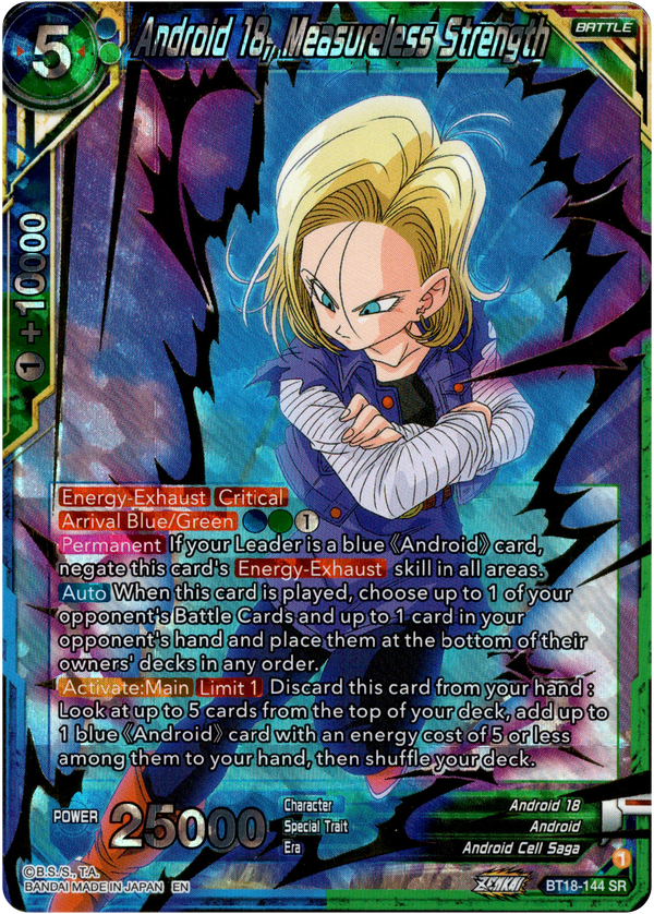 Android 18, Measureless Strength - BT18-144 - Dawn of the Z-Legends - Card Cavern