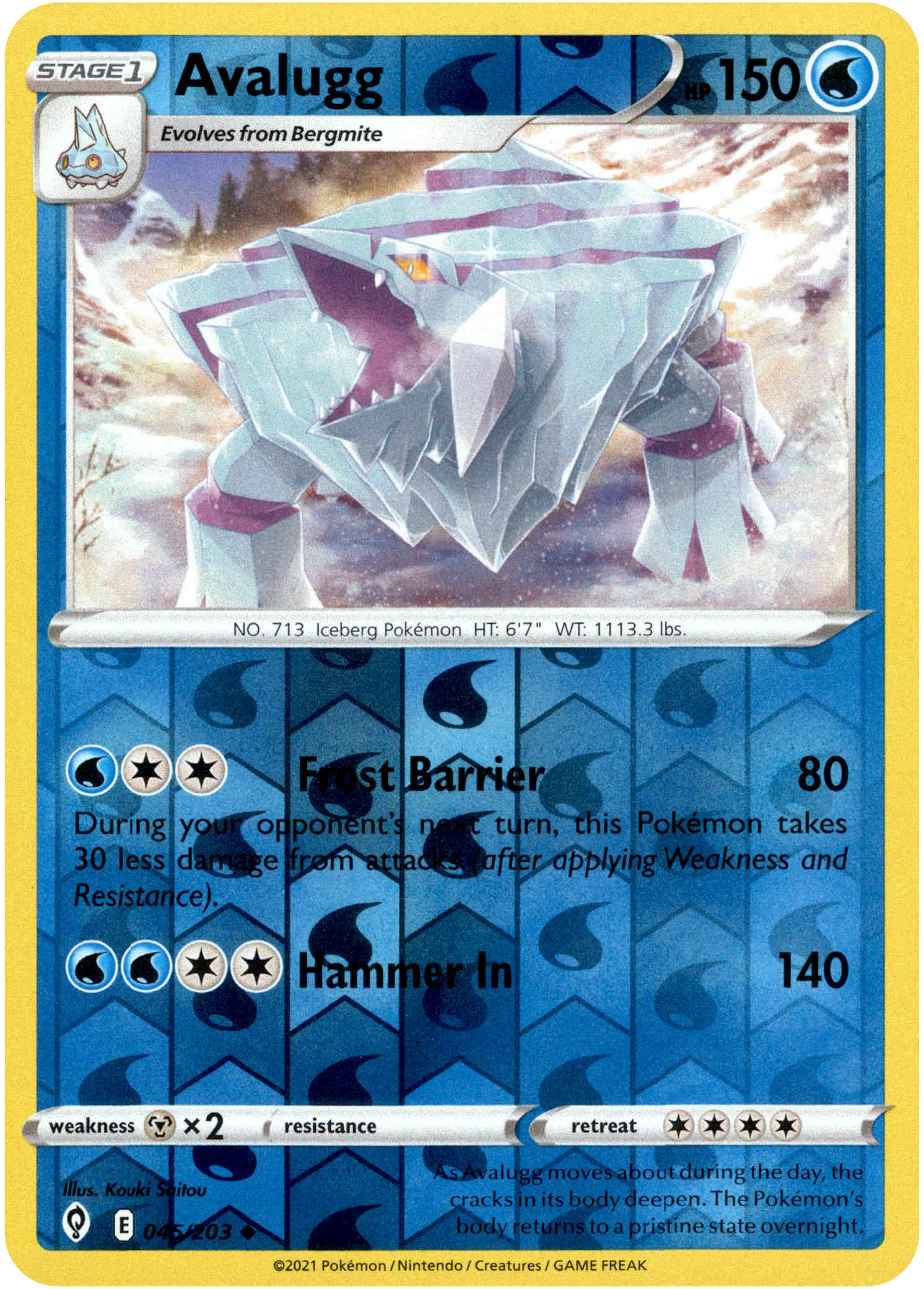 Avalugg - 045/203 - Evolving Skies - Reverse Holo - Card Cavern