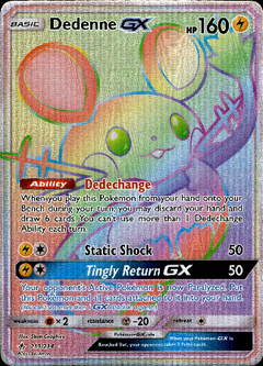 Dedenne GX Hyper Rare - 219/214 - Unbroken Bonds - Holo - Card Cavern