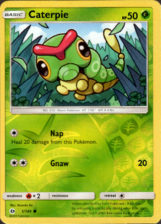Caterpie - 1/149 - Sun and Moon Base - Reverse Holo - Card Cavern