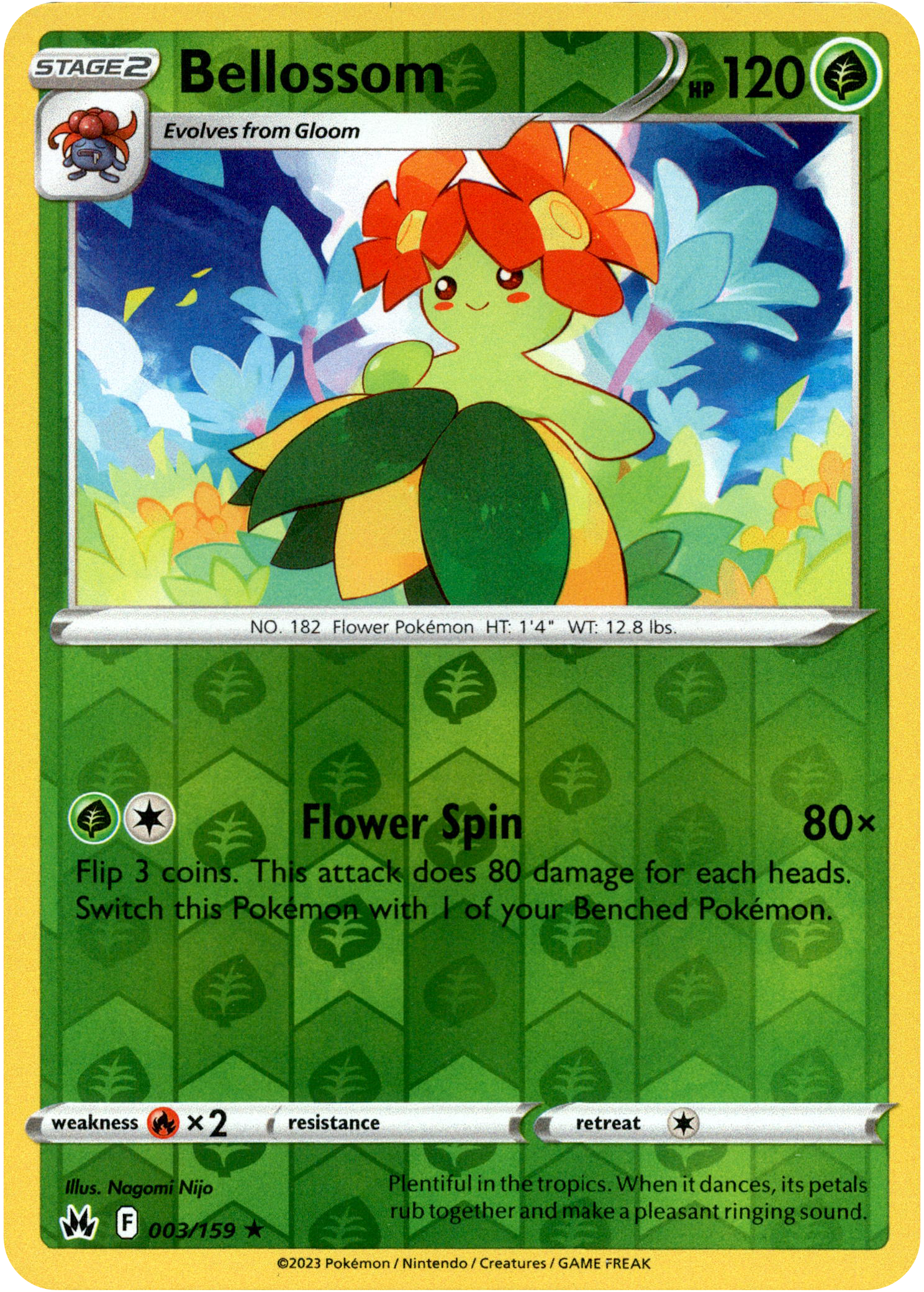 Bellossom - 003/159 - Crown Zenith - Reverse Holo - Card Cavern