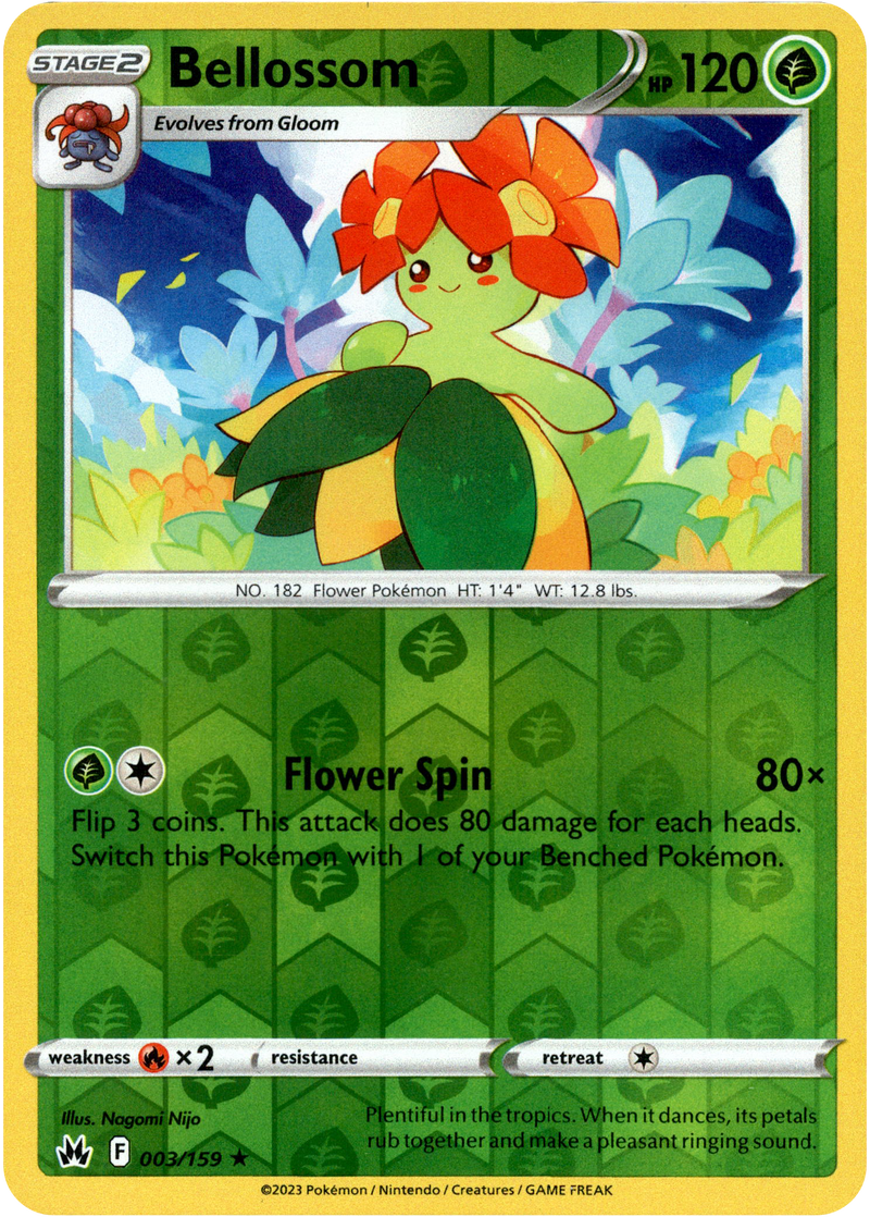 Bellossom - 003/159 - Crown Zenith - Reverse Holo - Card Cavern