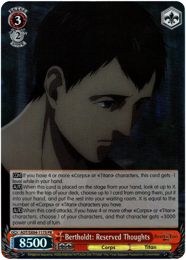 Bertholdt: Reserved Thoughts - AOT/SX04-117S PR - Foil - Card Cavern