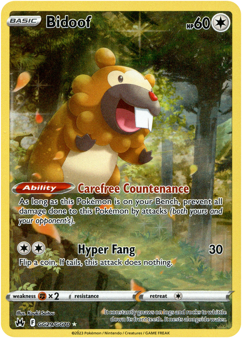 shiny bidoof pokemon card Bidoof - GG29/GG70 - Crown Zenith