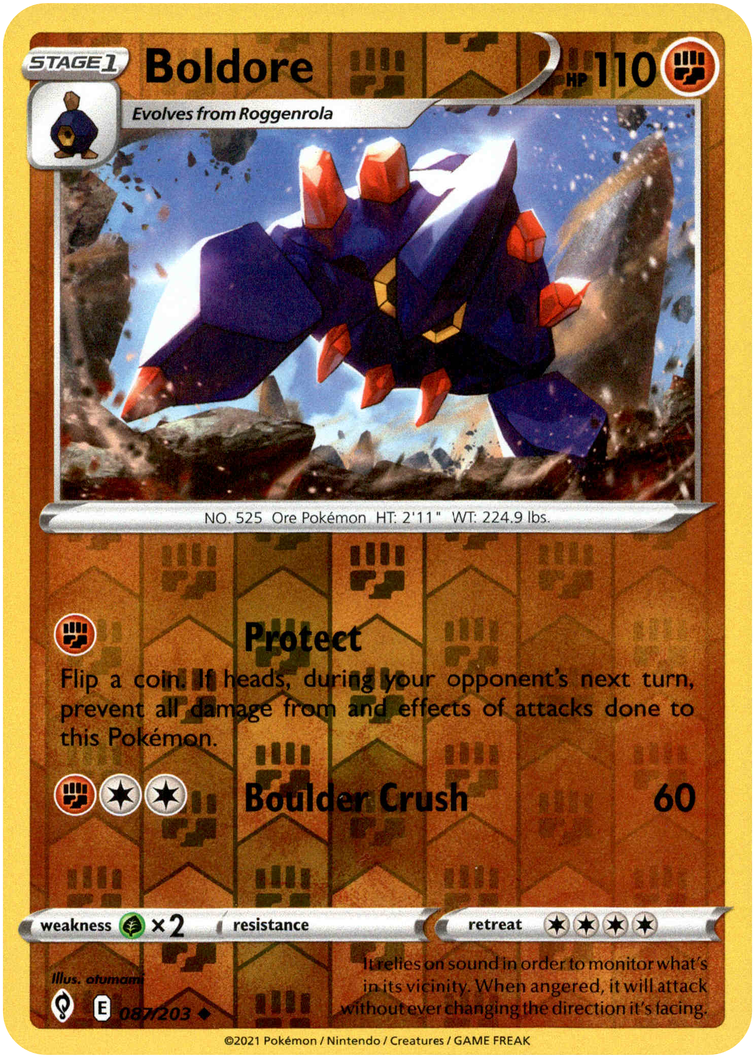 Boldore - 087/203 - Evolving Skies - Reverse Holo - Card Cavern
