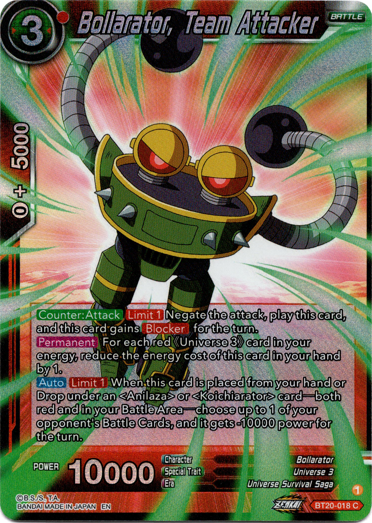 Bollarator, Team Attacker - BT20-018 C - Power Absorbed - Foil - Card Cavern