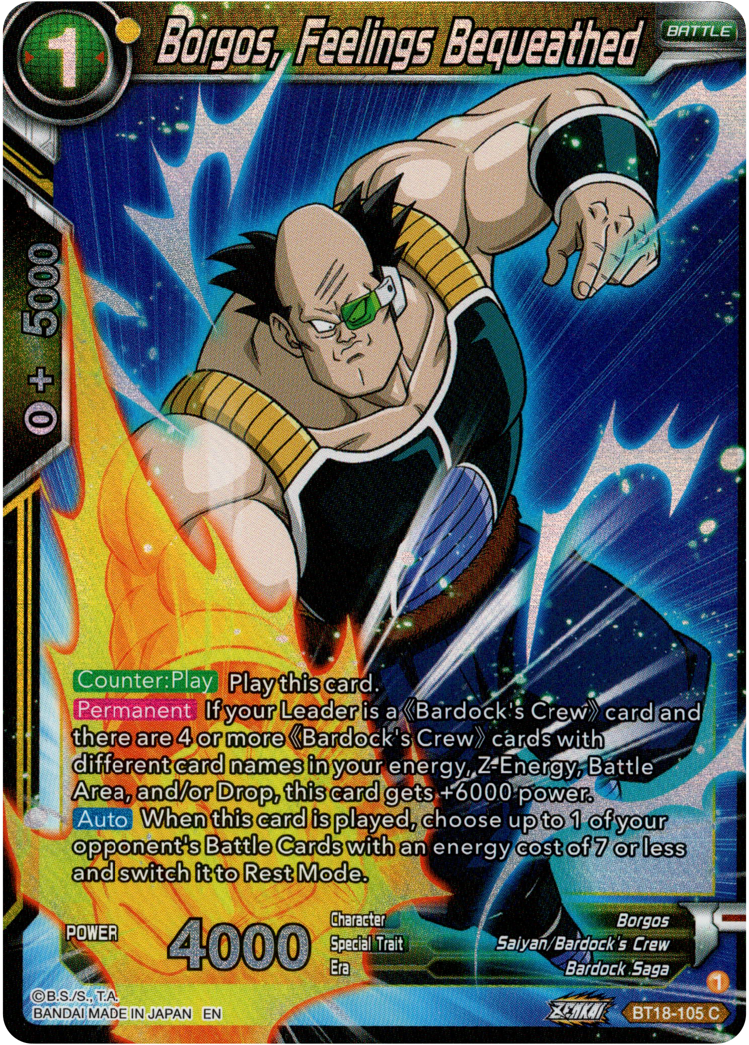 Borgos, Feelings Bequeathed - BT18-105 - Dawn of the Z-Legends - Parallel Foil - Card Cavern