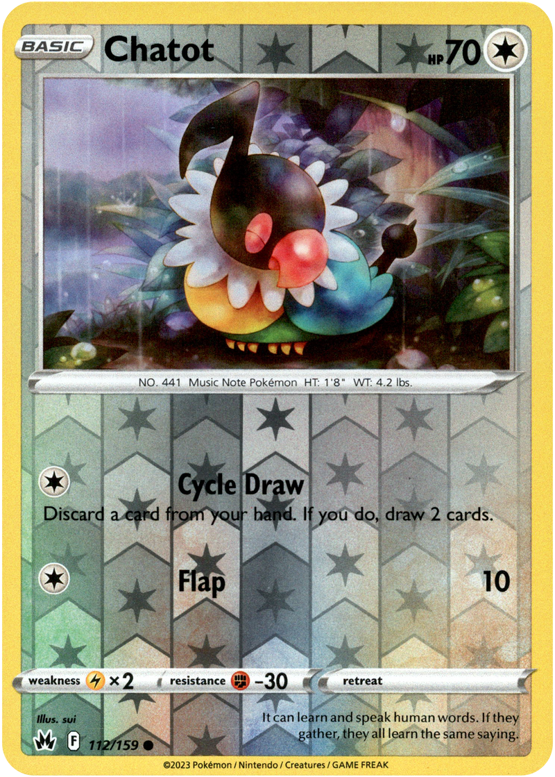 Chatot - 112/159 - Crown Zenith - Reverse Holo - Card Cavern