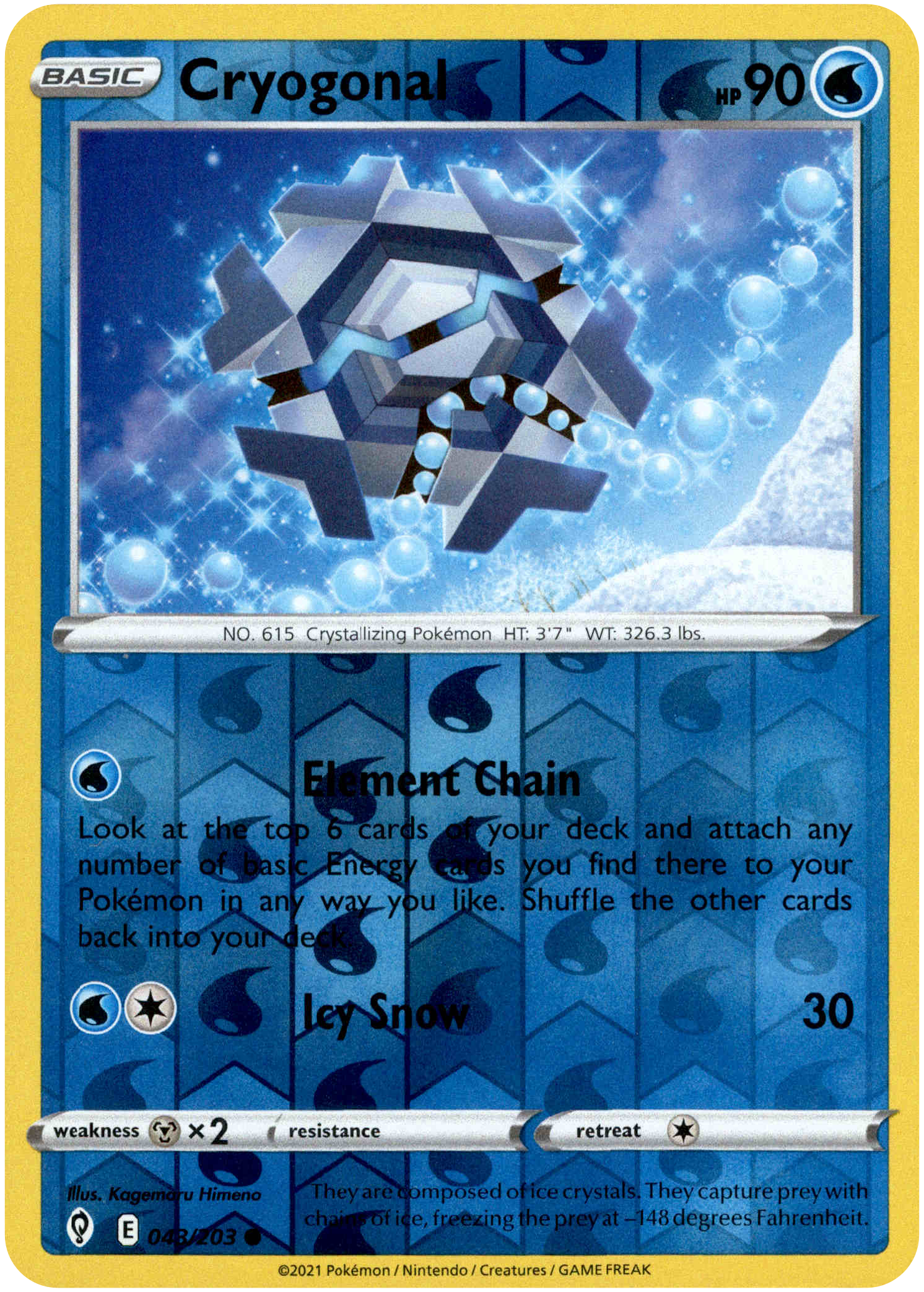 Cryogonal - 043/203 - Evolving Skies - Reverse Holo - Card Cavern