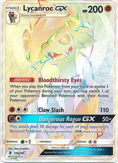 Lycanroc GX Hyper Rare - 156/145 - Guardians Rising - Holo - Card Cavern