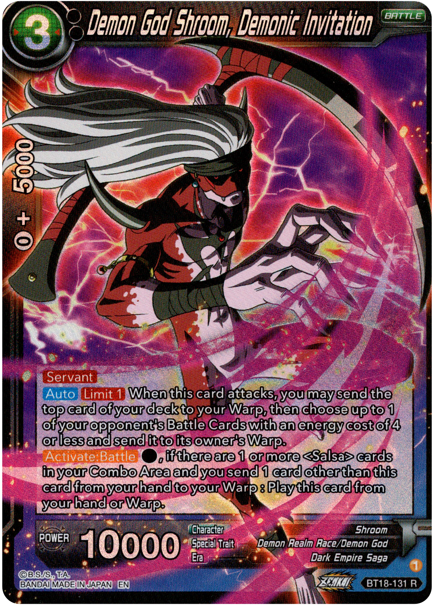 Demon God Shroom, Demonic Invitation - BT18-131 - Dawn of the Z-Legends - Parallel Foil - Card Cavern