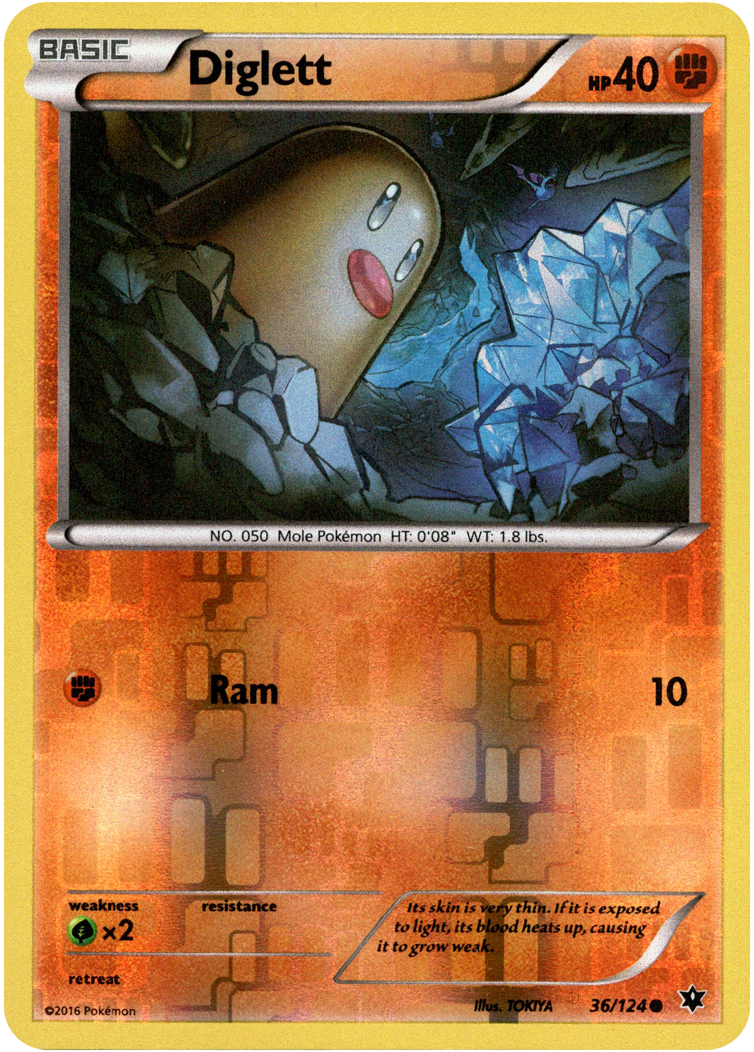 Diglett - 36/124 - Fates Collide - Reverse Holo - Card Cavern