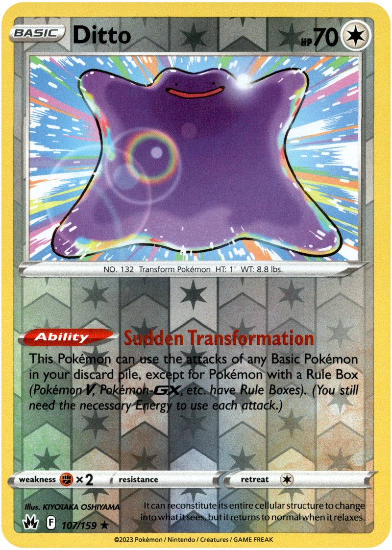 Ditto - 107/159 - Crown Zenith - Reverse Holo Card Cavern Trading Cards, LLC Ditto - 107/159 - Crown Zenith - Reverse Holo Card Cavern Trading Cards, LLC