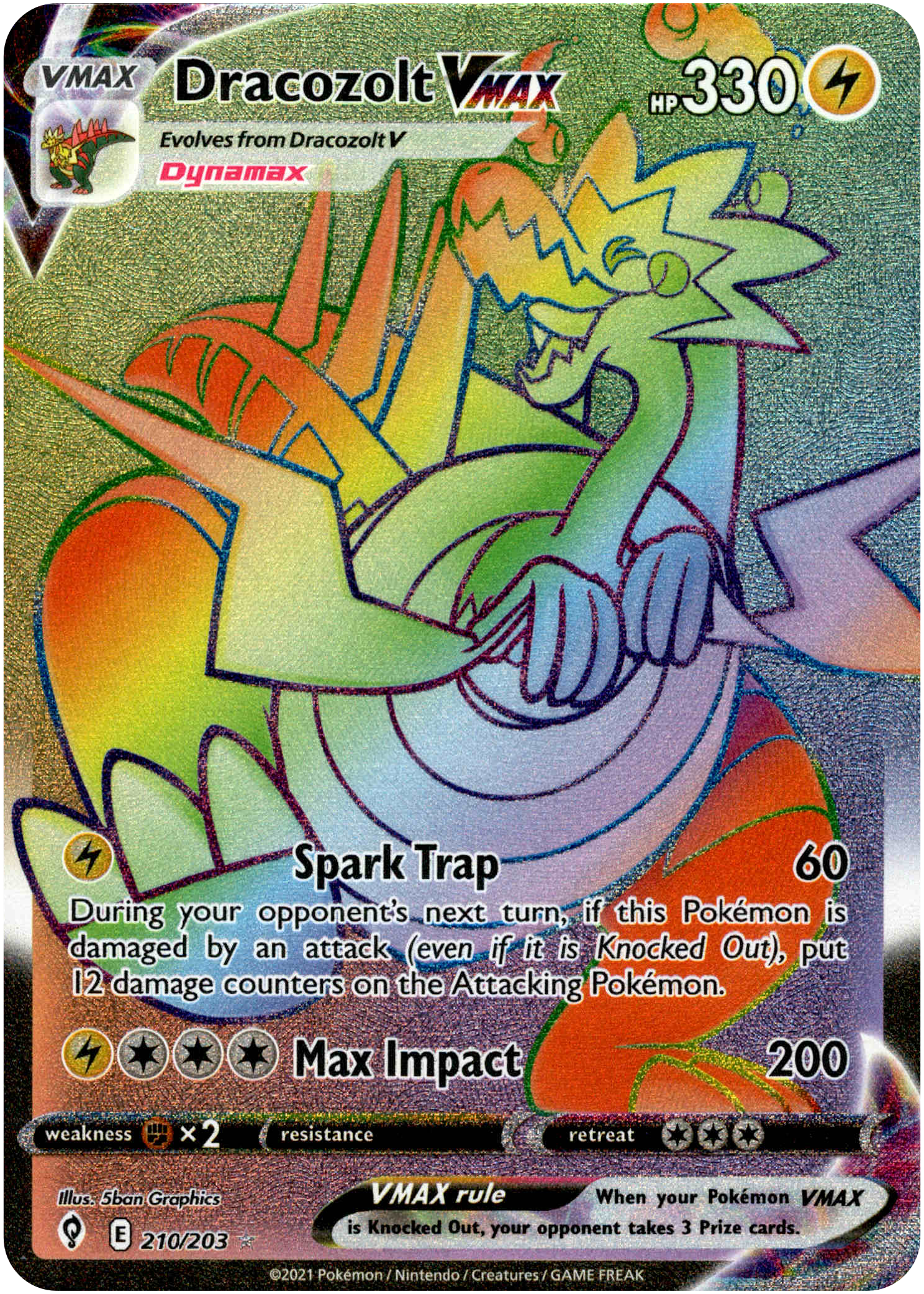 Dracozolt VMAX Hyper Rare - 210/203 - Evolving Skies - Holo - Card Cavern