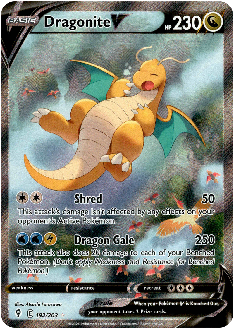 dragonite holographic card Dragonite V Alternate Art - 192/203 - Evolving Skies