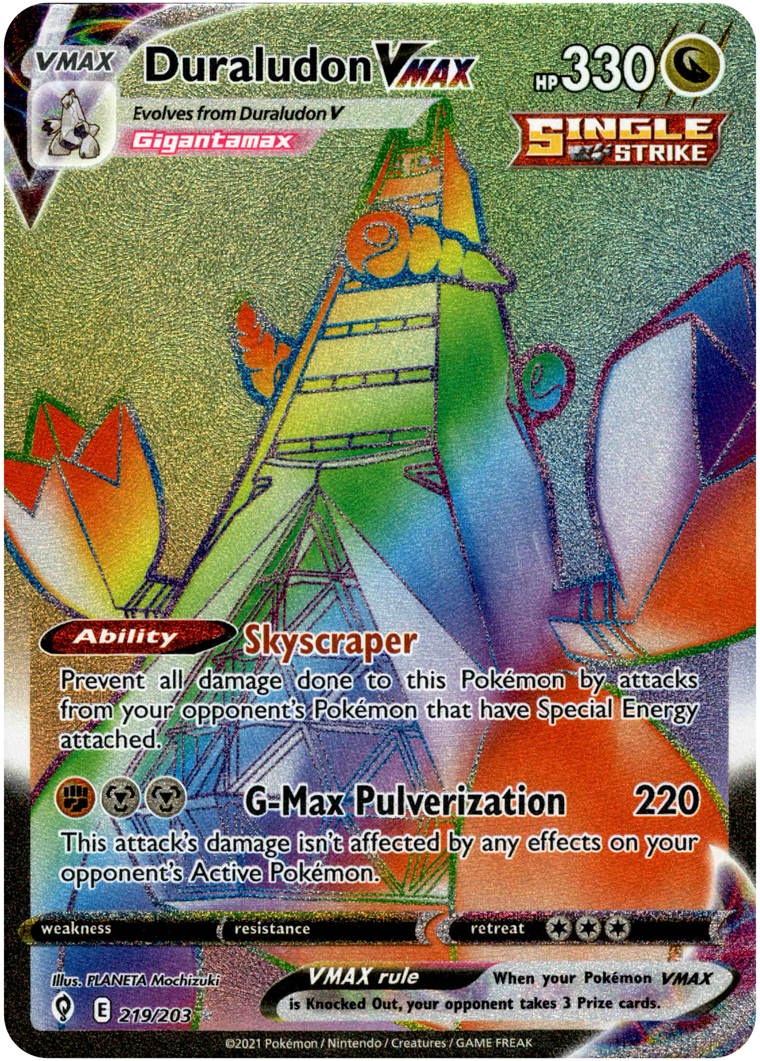 Duraludon VMAX Hyper Rare - 219/203 - Evolving Skies - Holo - Card Cavern