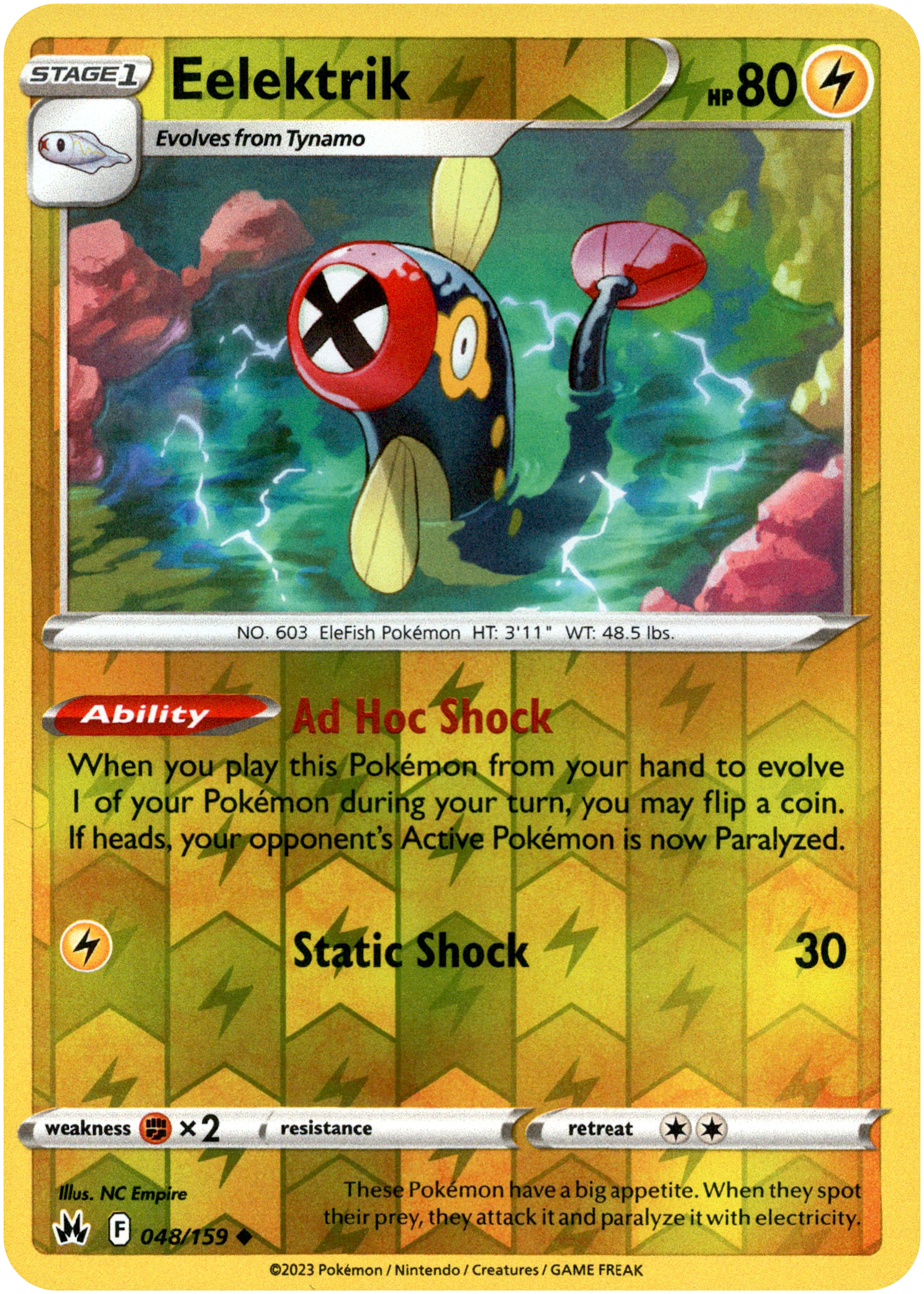 Eelektrik - 048/159 - Crown Zenith - Reverse Holo - Card Cavern