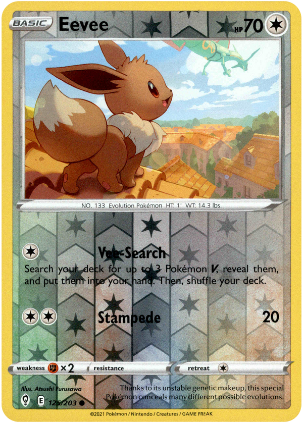 eevee pokemon card value holographic Eevee - 125/203 - Evolving Skies