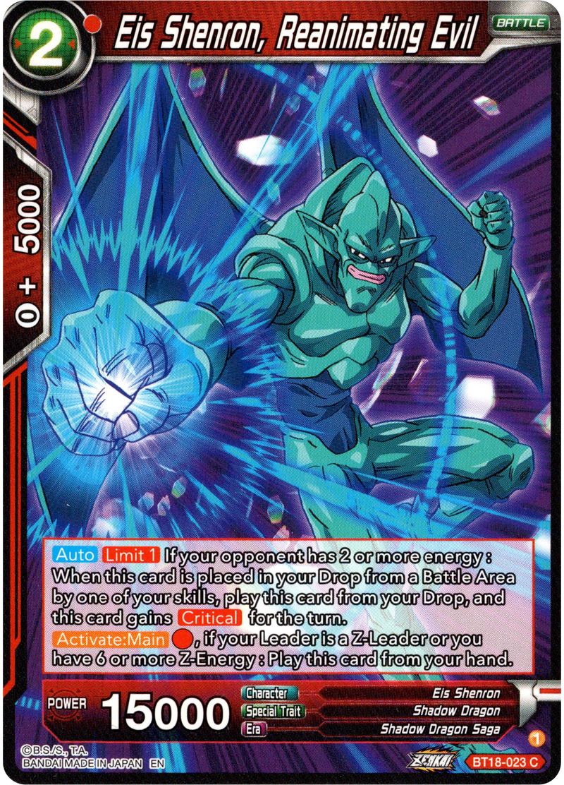 Eis Shenron, Reanimating Evil - BT18-023 - Dawn of the Z-Legends – Card ...