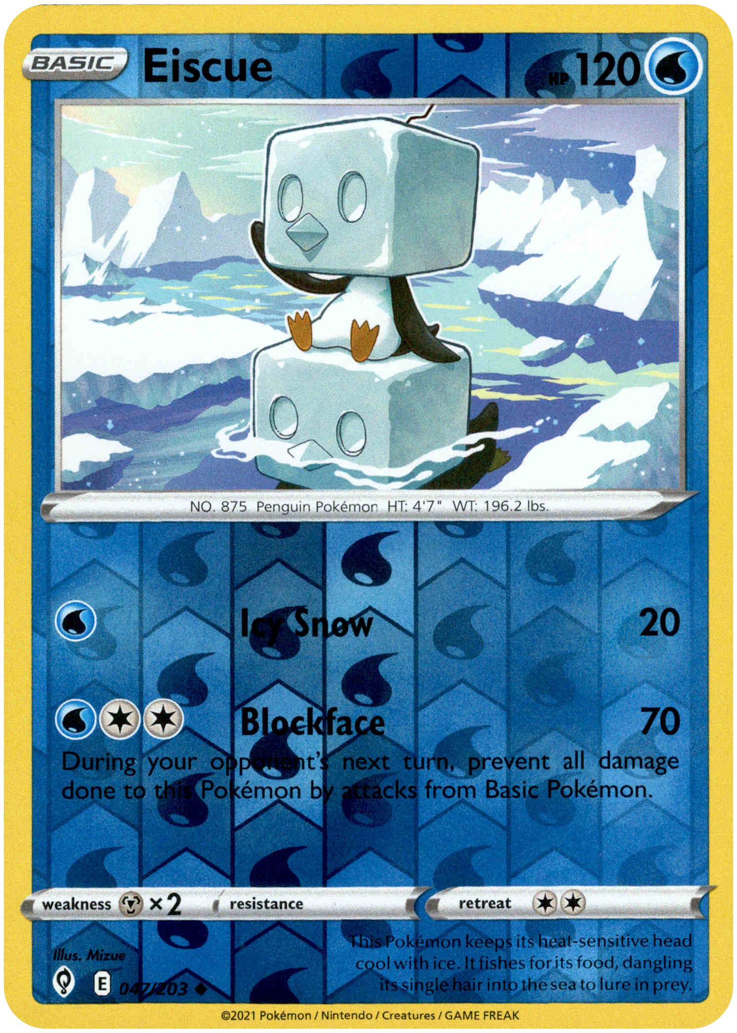 Eiscue - 047/203 - Evolving Skies - Reverse Holo - Card Cavern