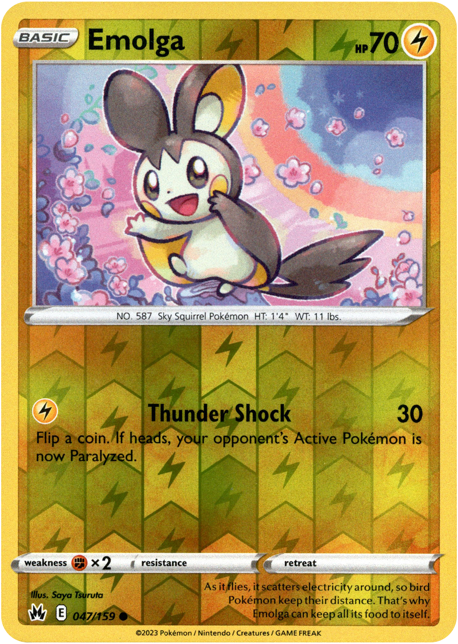 Emolga - 047/159 - Crown Zenith - Reverse Holo - Card Cavern