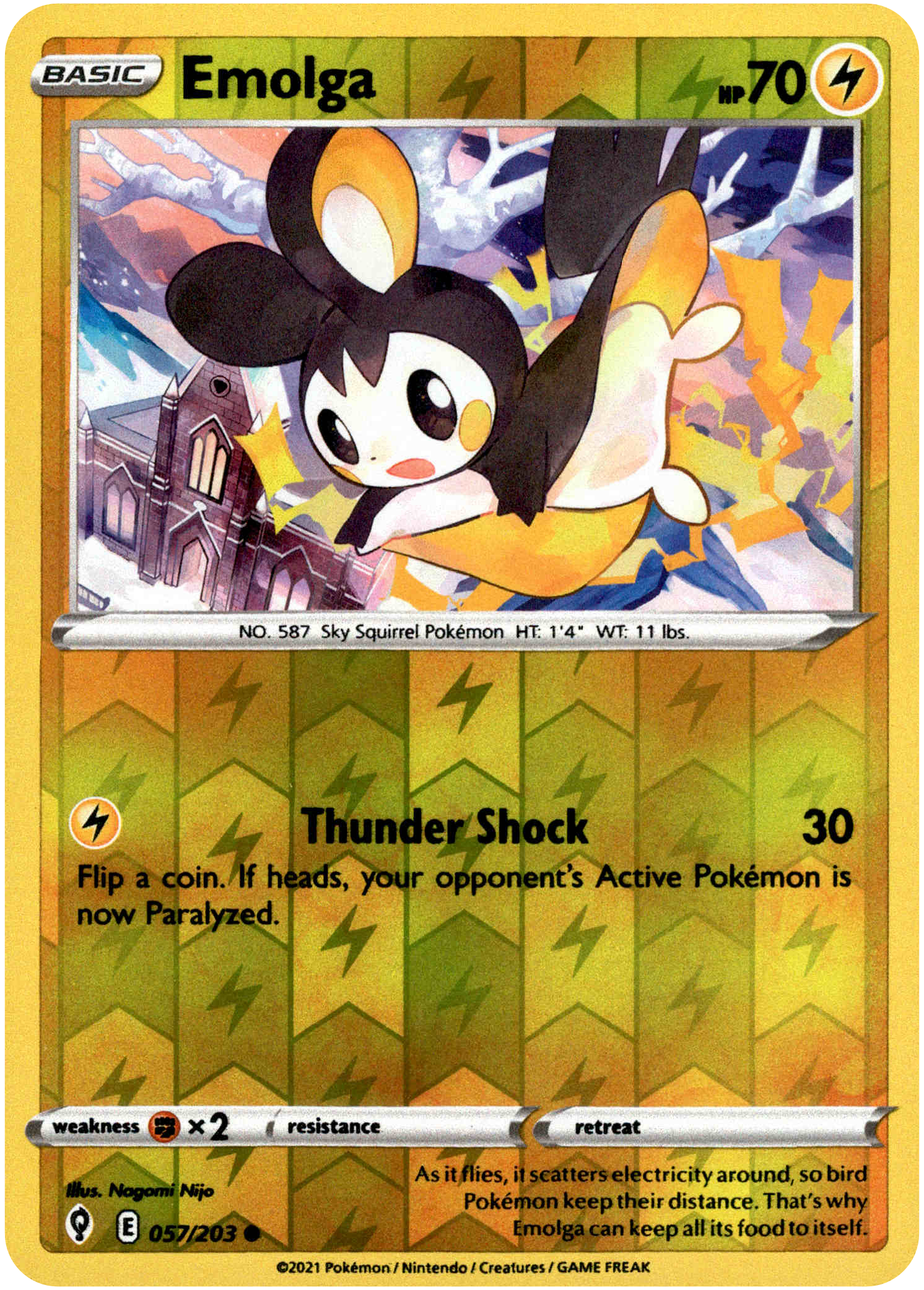 Emolga - 057/203 - Evolving Skies - Reverse Holo - Card Cavern