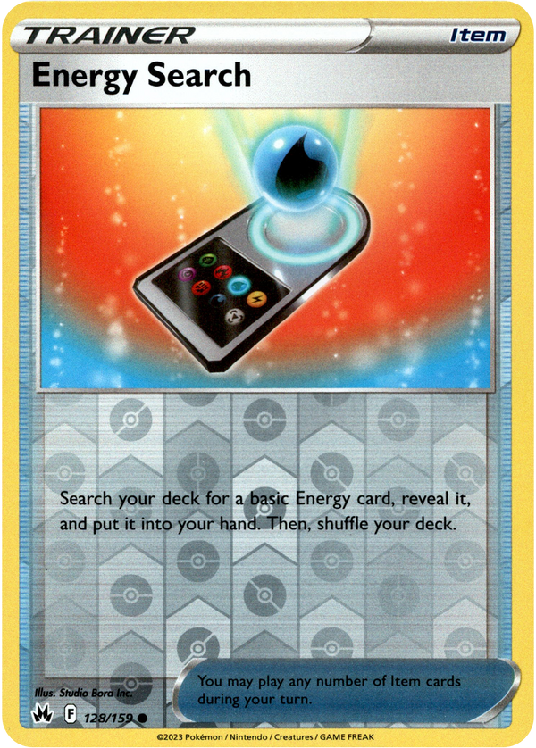 Energy Search - 128/159 - Crown Zenith - Reverse Holo - Card Cavern