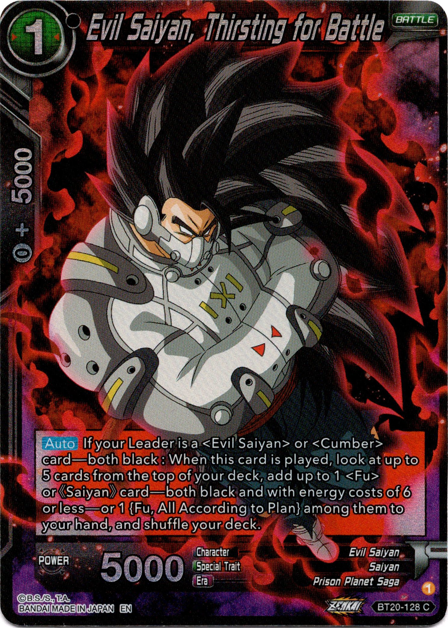 Evil Saiyan, Thirsting for Battle - BT20-128 C - Power Absorbed - Foil - Card Cavern